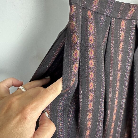 Vintage Sanyo Size 6 Black Wool Paisley Maxi Skirt Lined Academia Witchy Luxury - Picture 10 of 13